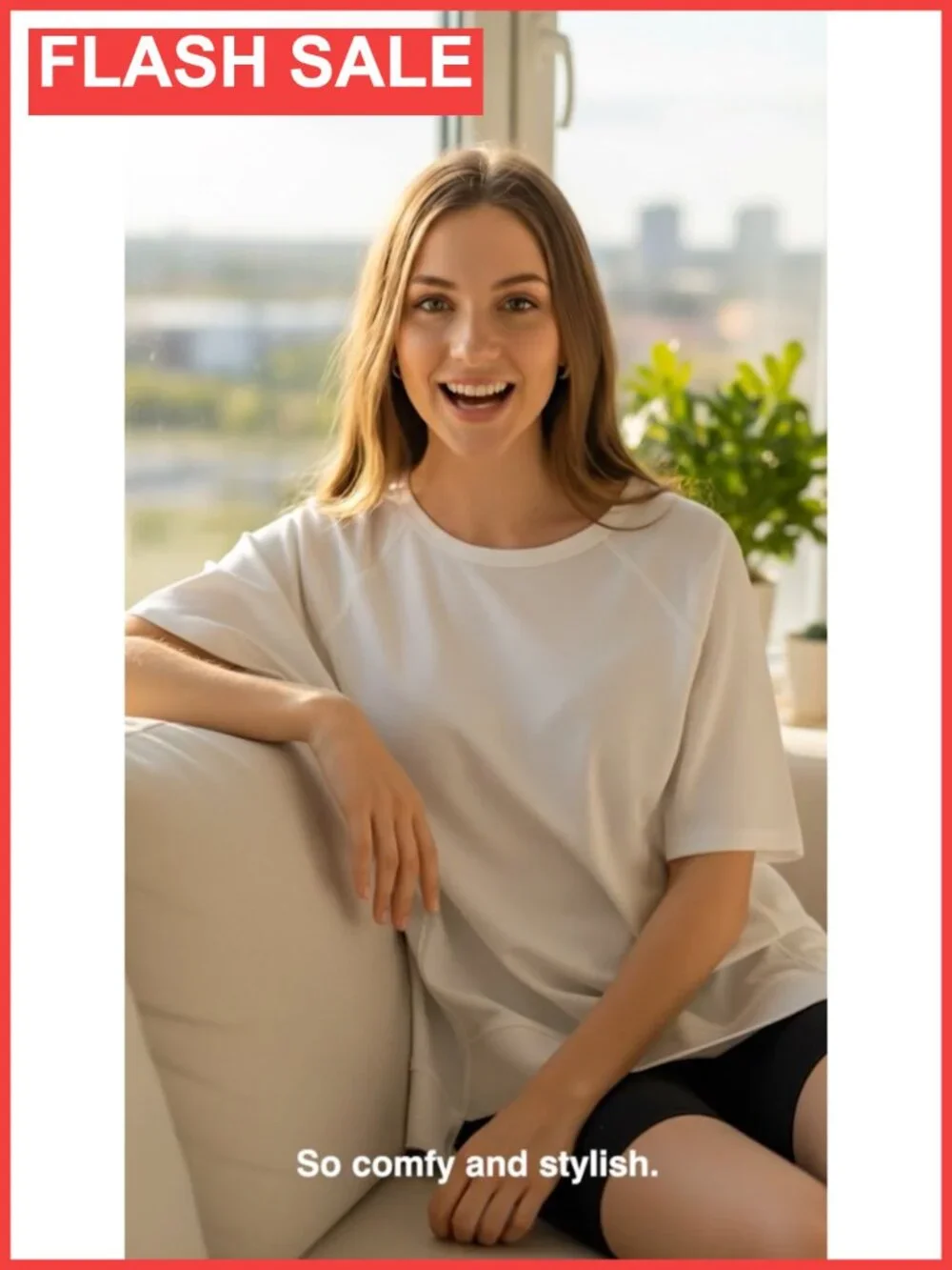 Oversized Crewneck Short Sleeve T-Shirt Loose Fit High Low Tee
